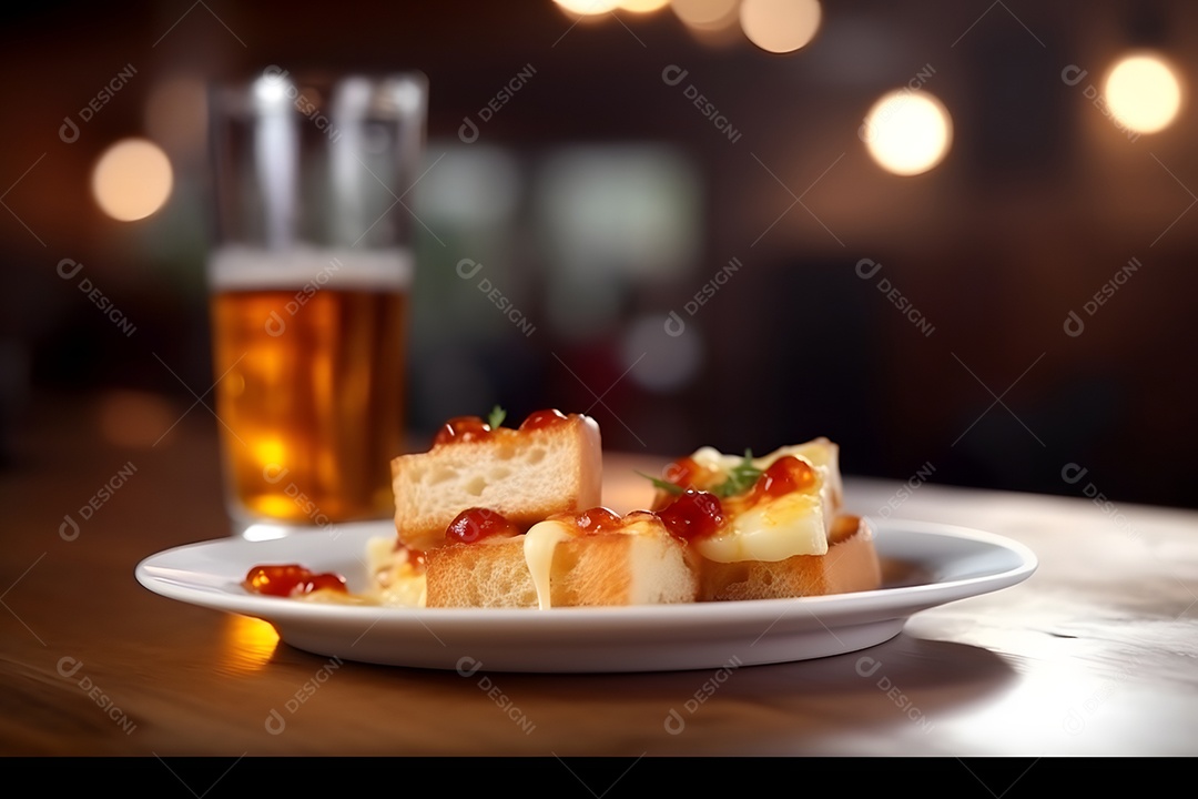 Porções fritas sobre prato em uma mesa de madeira