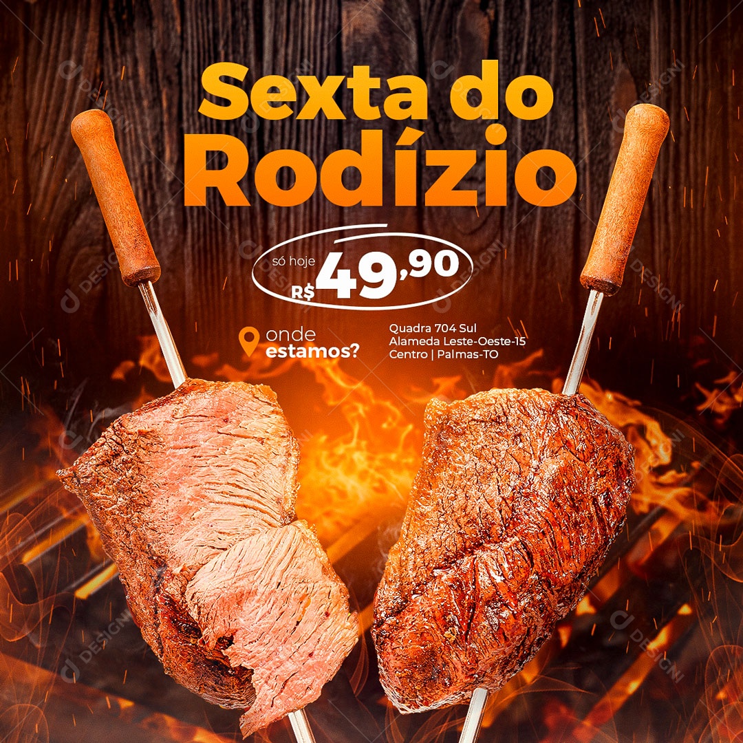 Sexta do Rodizio promoção Churrasco Social Media PSD Editável