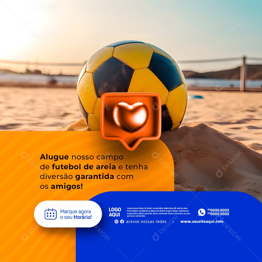 Alugue Nosso Campo De Futebol De Areia Social Media PSD Editável