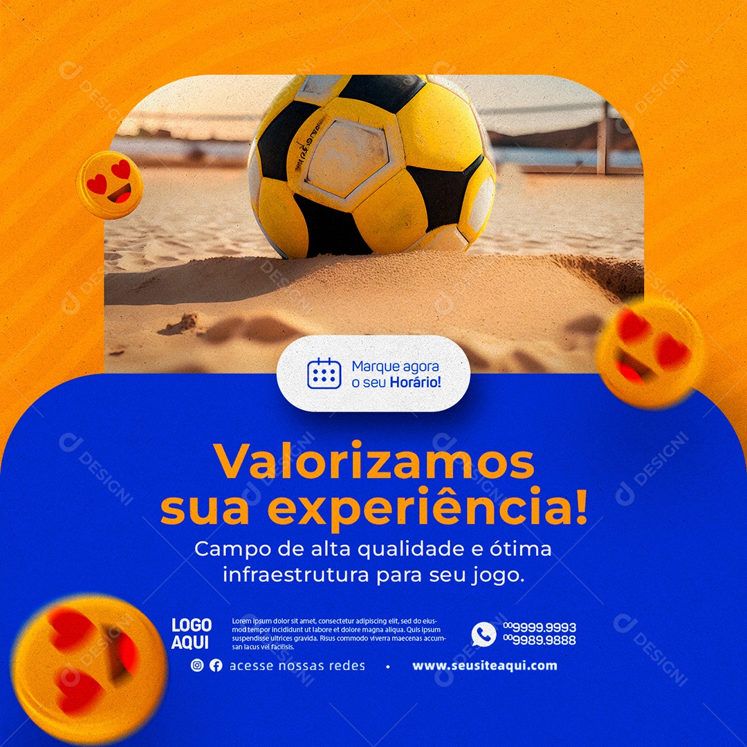 Valorizamos Sua Experiência Futebol De Areia Social Media PSD Editável
