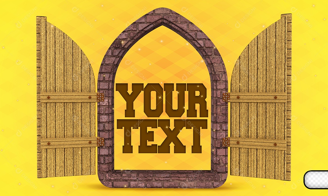 Elemento 3D Para Composição Janela de Madeira PSD