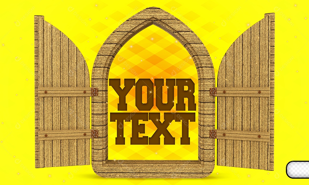 Elemento 3D Para Composição Janela de Madeira PSD