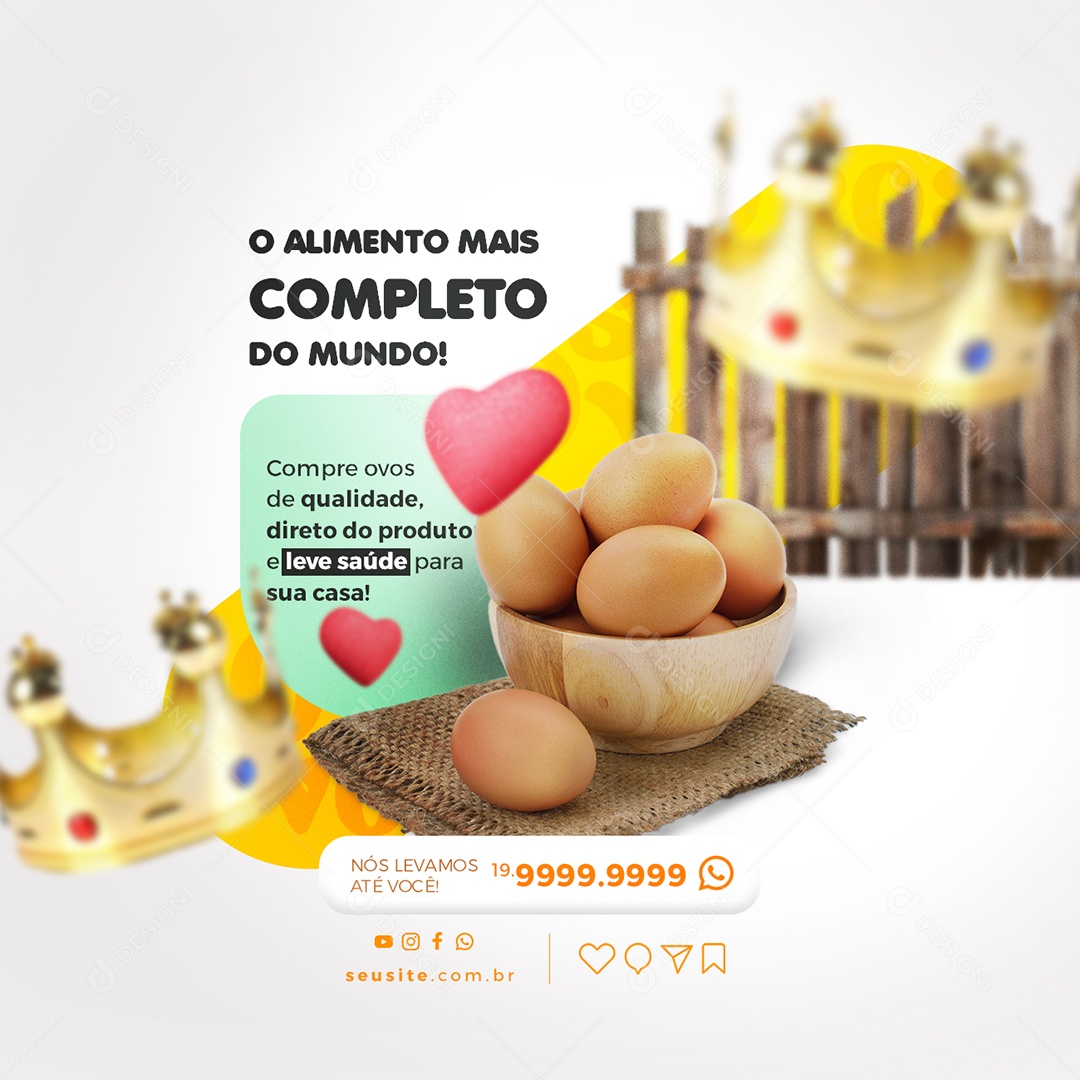 O Alimento Mais Completo Do Mundo Ovos Social Media PSD Editável