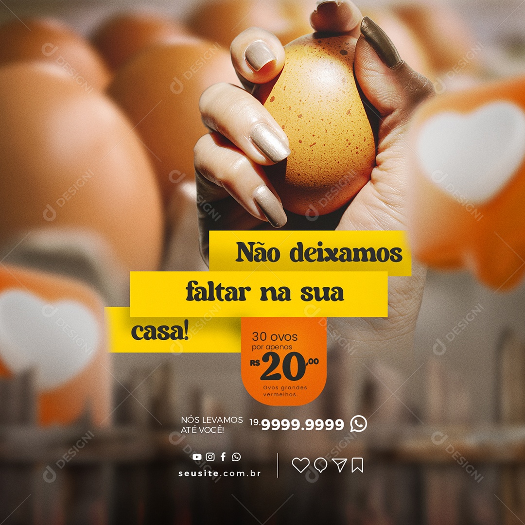 Não Deixamos Faltar Na Sua Casa 30 Ovos Por Apenas 20,00 Social Media PSD Editável