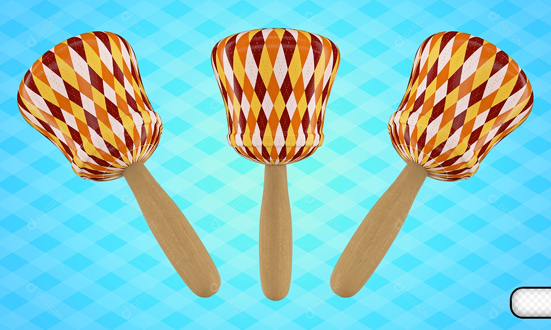 Elemento 3D Chocalho Colorido Para Composição PSD