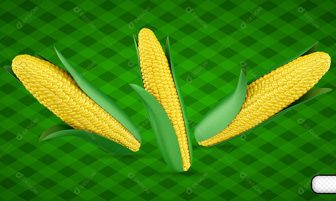 Elemento 3D Milho Verde Para Composição PSD