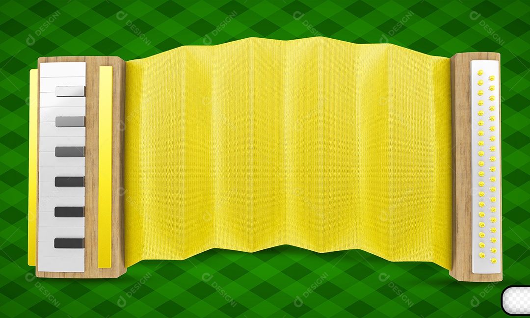 Elemento 3D Sanfona Amarela Composição Para PSD