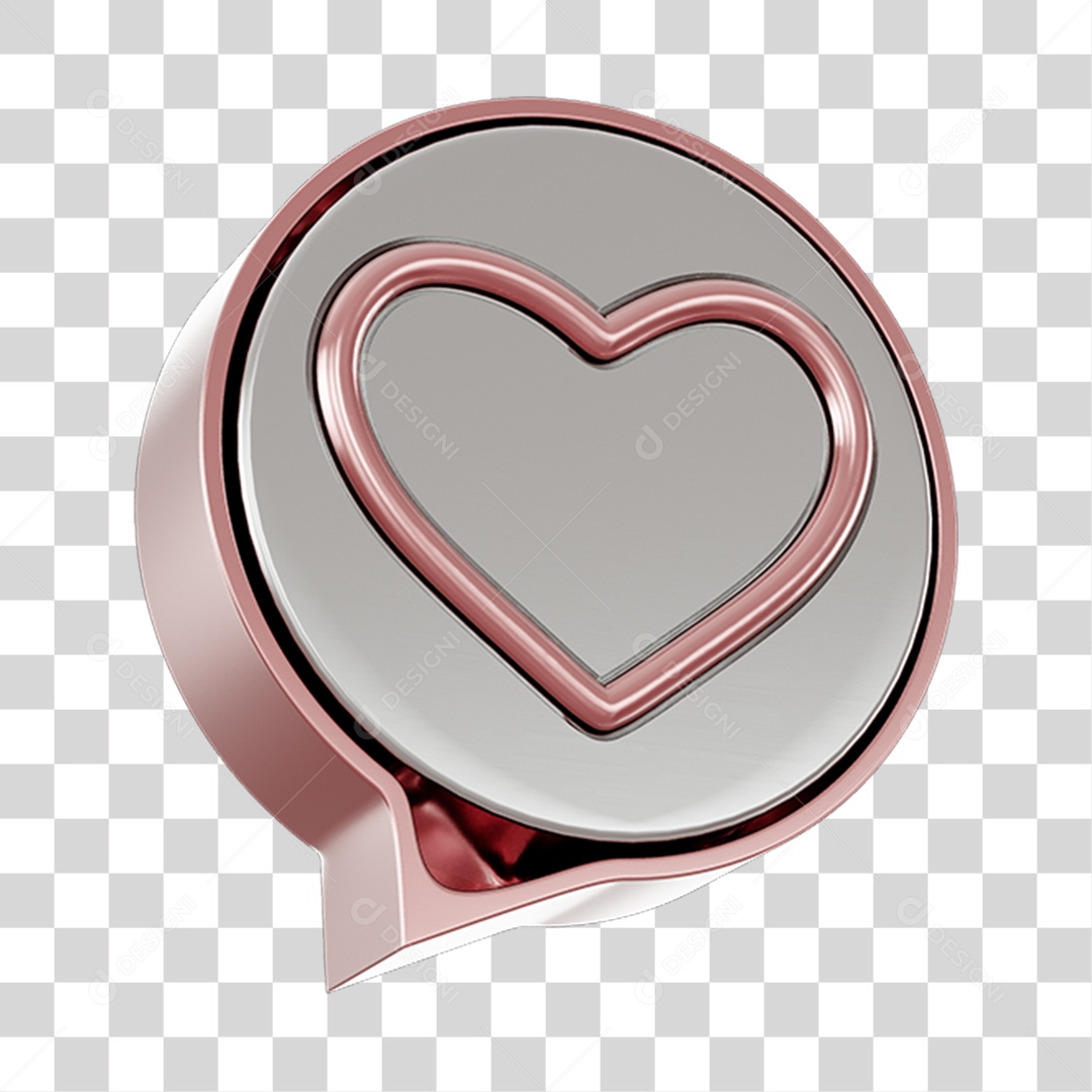 Elemento 3D Para Composição Balão de Coração PNG Transparente