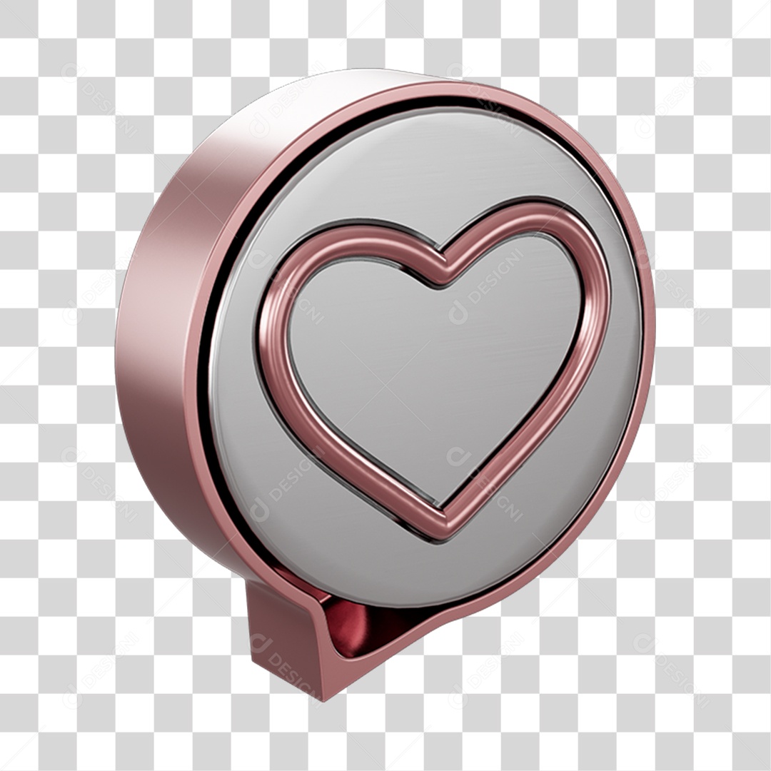 Elemento 3D Para Composição Balão de Coração PNG Transparente