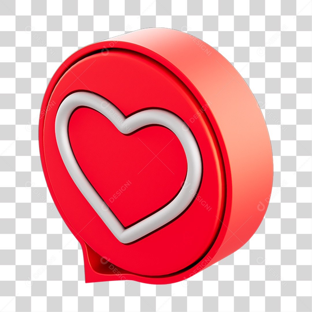 Elemento 3D Para Composição Balão de Coração PNG Transparente