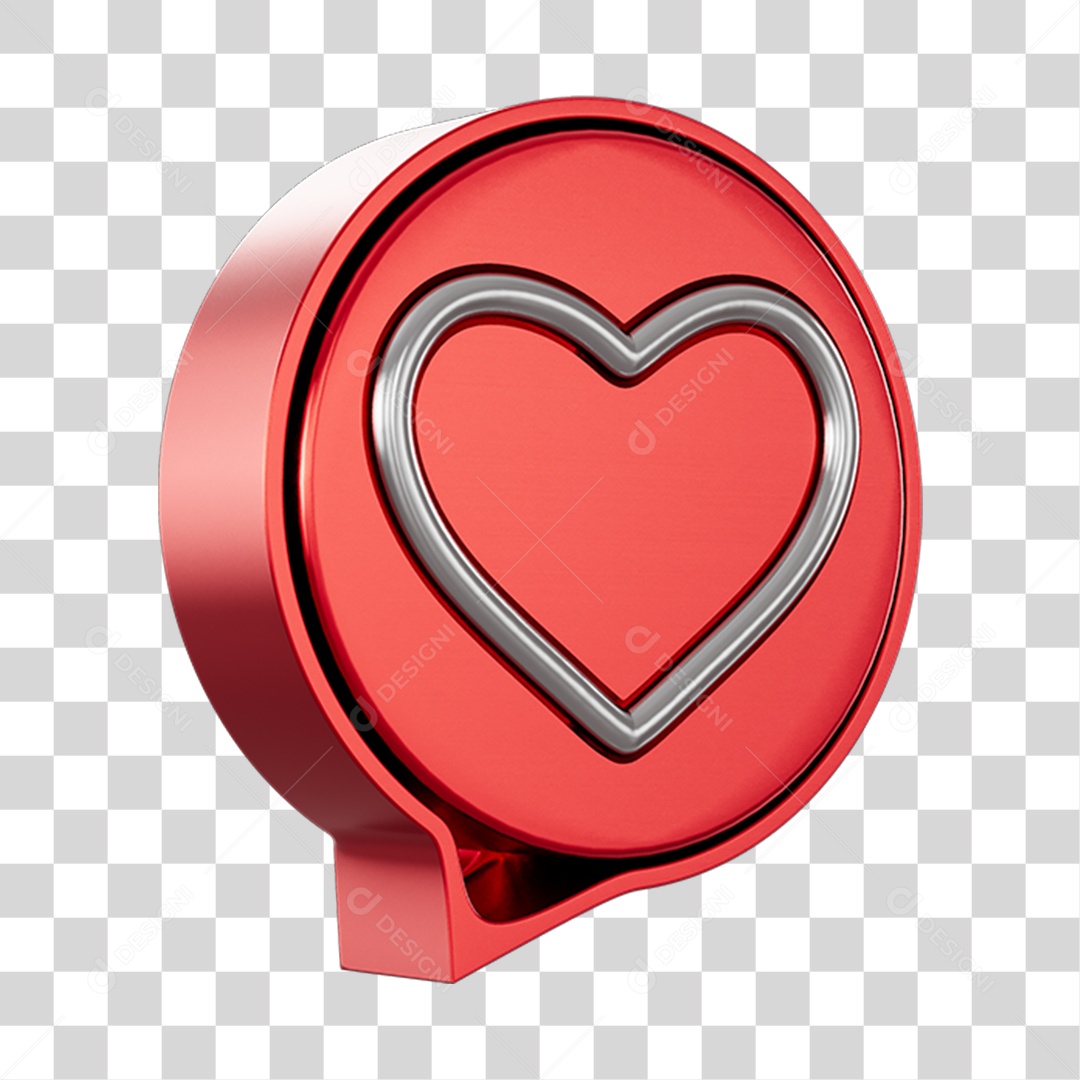 Elemento 3D Para Composição Balão de Coração PNG Transparente