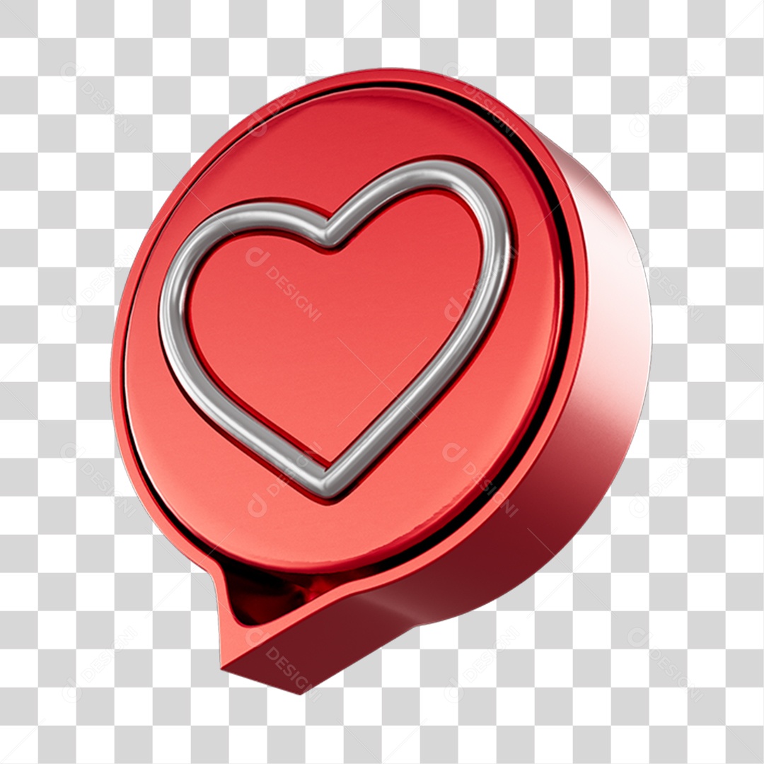 Elemento 3D Para Composição Balão de Coração PNG Transparente