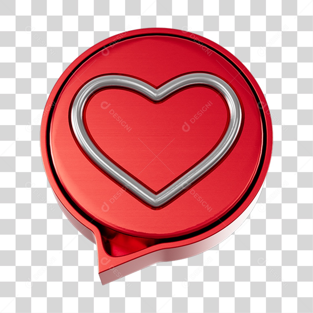 Elemento 3D Para Composição Balão de Coração PNG Transparente