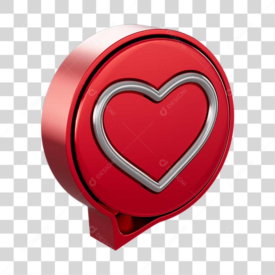 Elemento 3D Para Composição Balão de Coração PNG Transparente