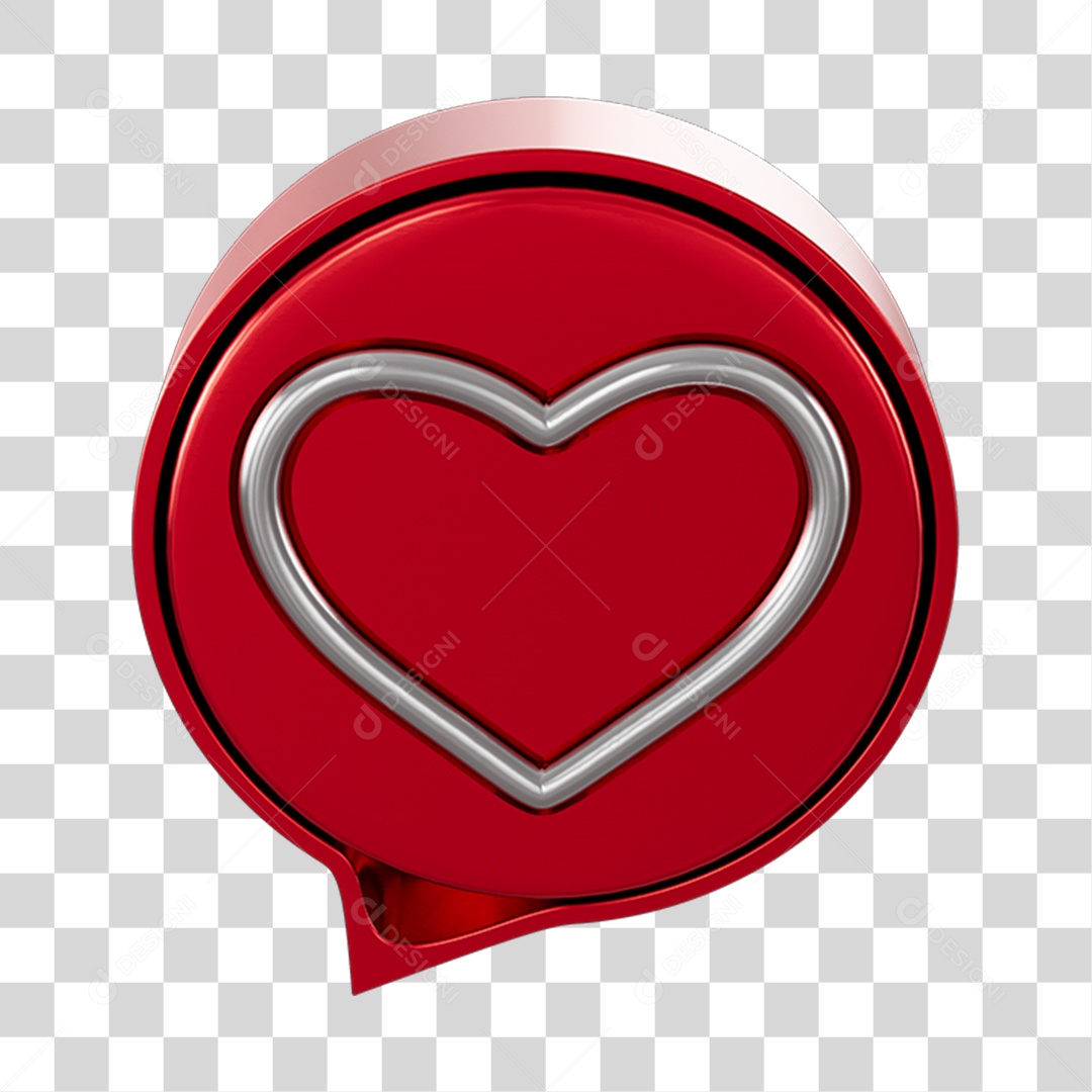 Elemento 3D Para Composição Balão de Coração PNG Transparente