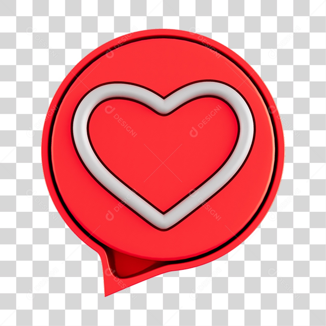 Elemento 3D Para Composição Balão de Coração PNG Transparente