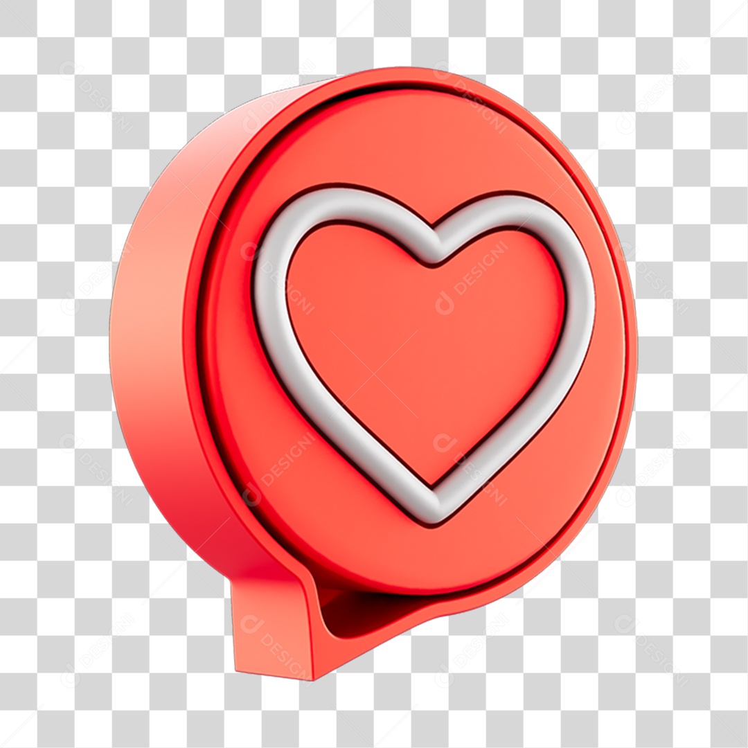 Elemento 3D Para Composição Balão de Coração PNG Transparente