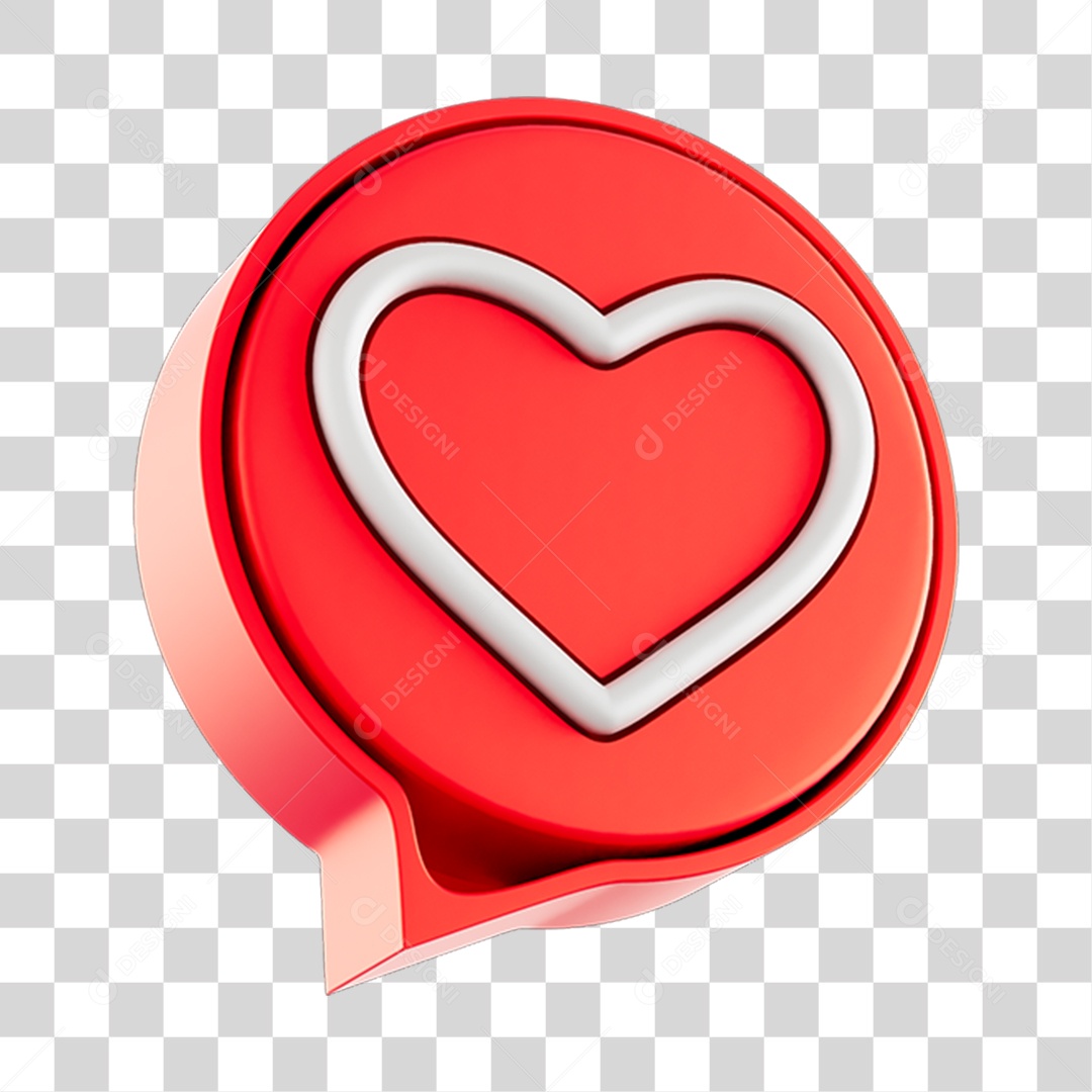 Elemento 3D Para Composição Balão de Coração PNG Transparente