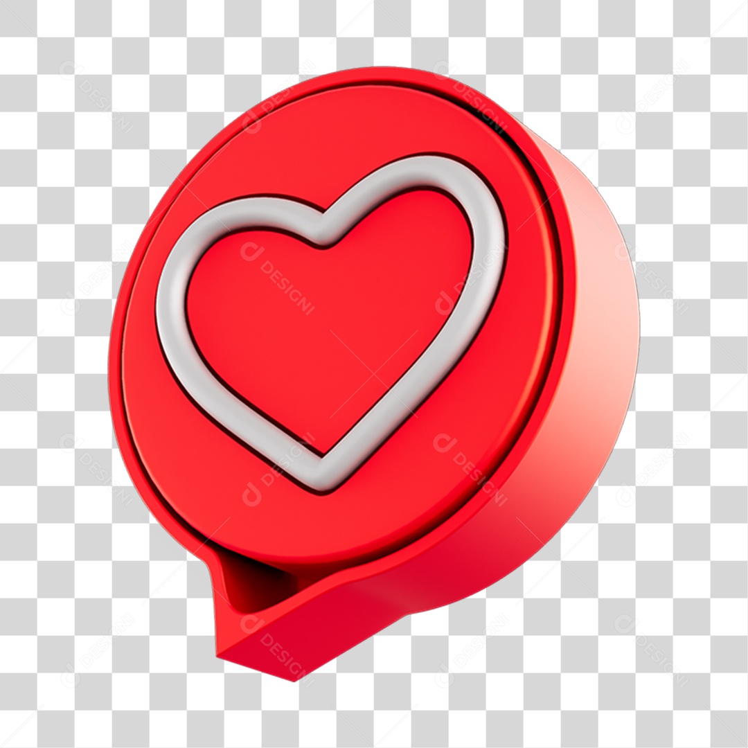 Elemento 3D Para Composição Balão de Coração PNG Transparente