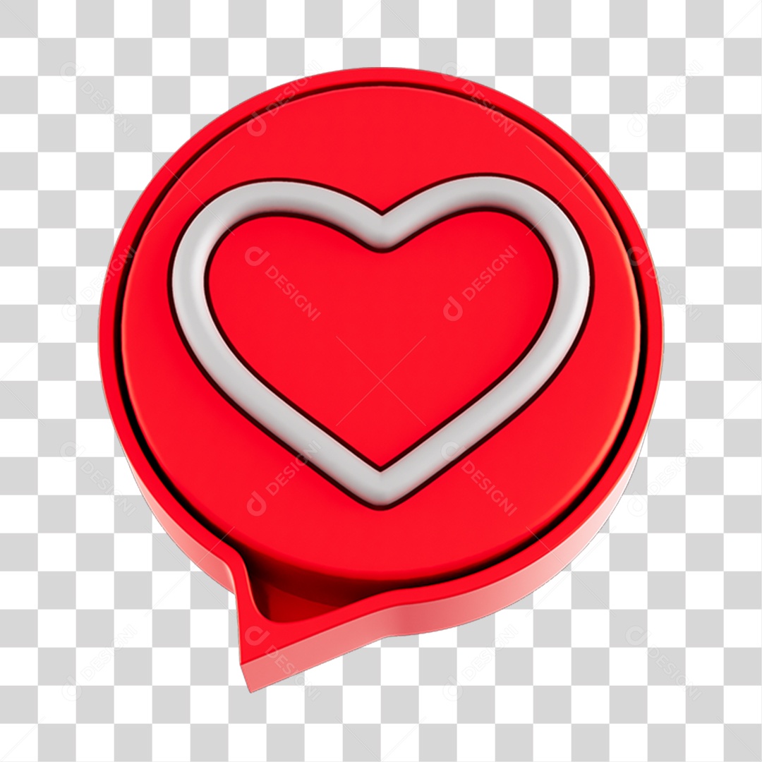 Elemento 3D Para Composição Balão de Coração PNG Transparente