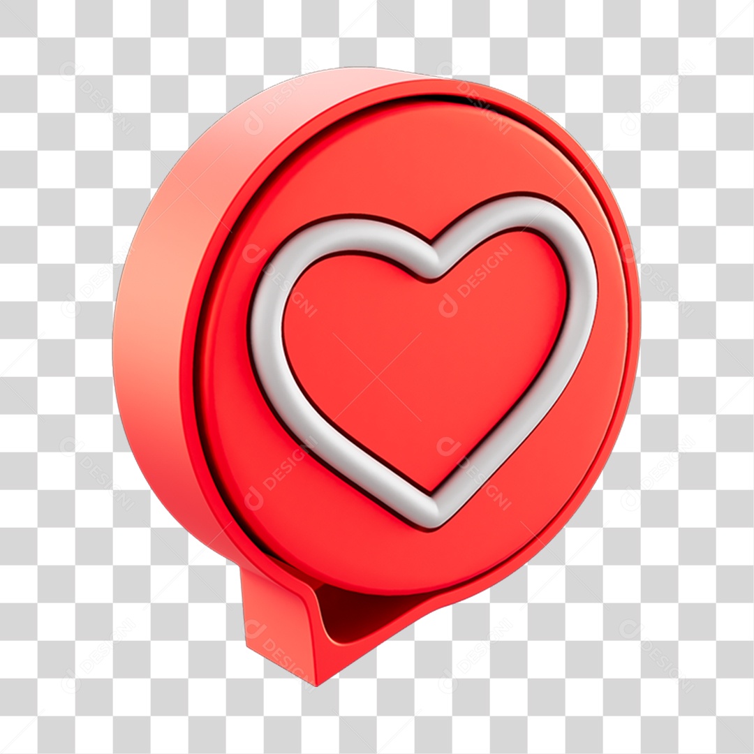 Elemento 3D Para Composição Balão de Coração PNG Transparente