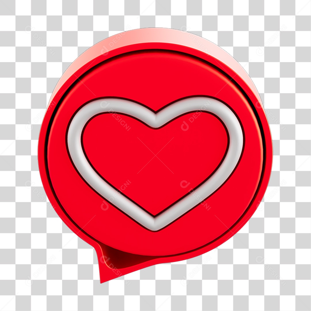 Elemento 3D Para Composição Balão de Coração PNG Transparente