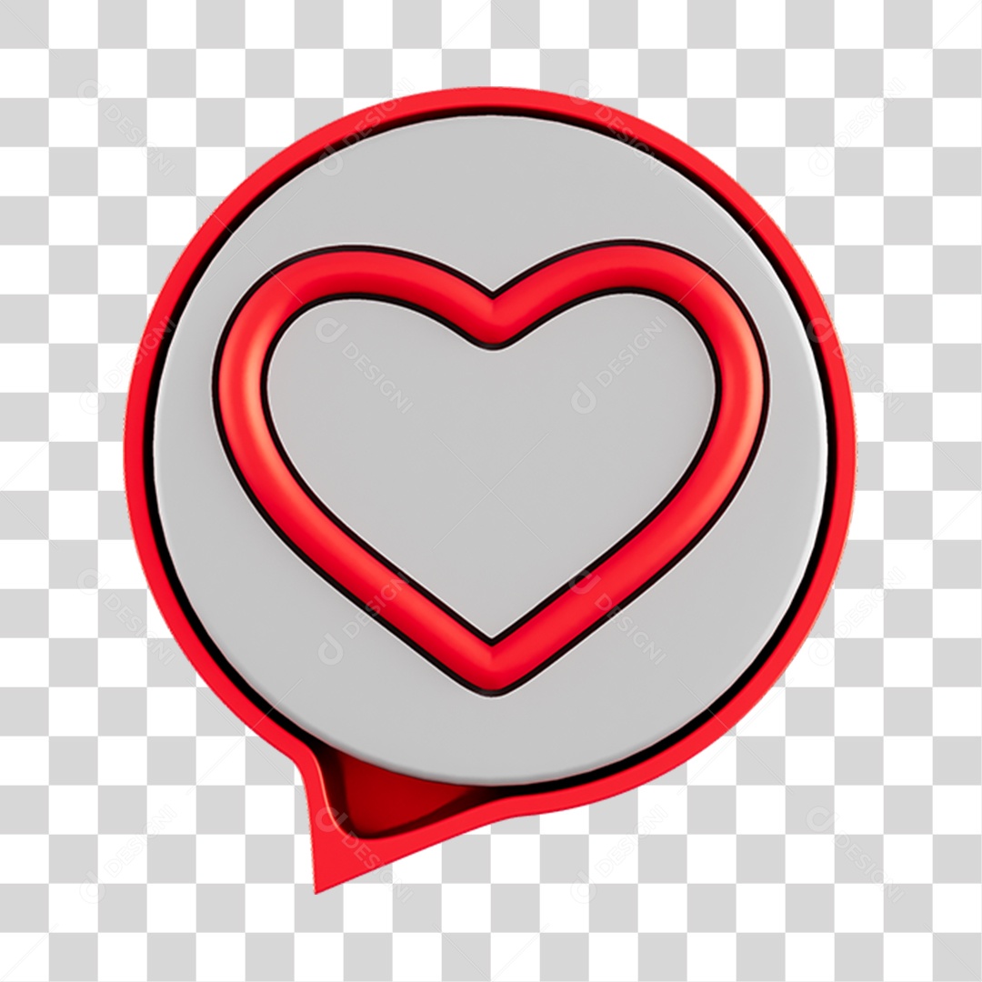 Elemento 3D Para Composição Balão de Coração PNG Transparente