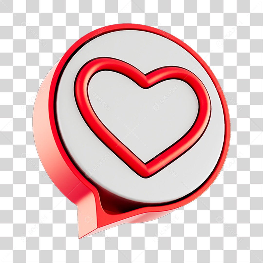 Elemento 3D Para Composição Balão de Coração PNG Transparente