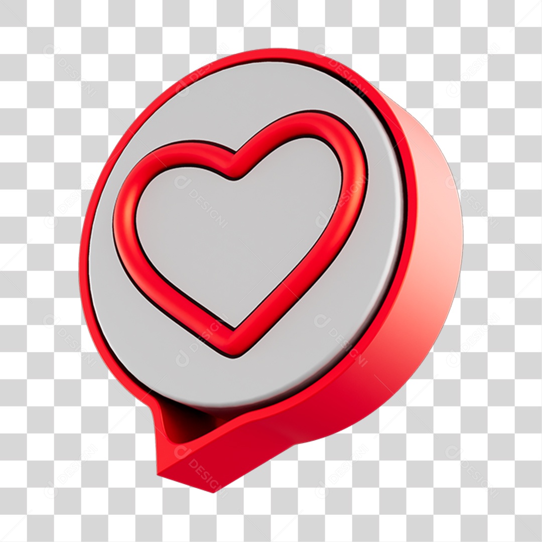 Elemento 3D Para Composição Balão de Coração PNG Transparente