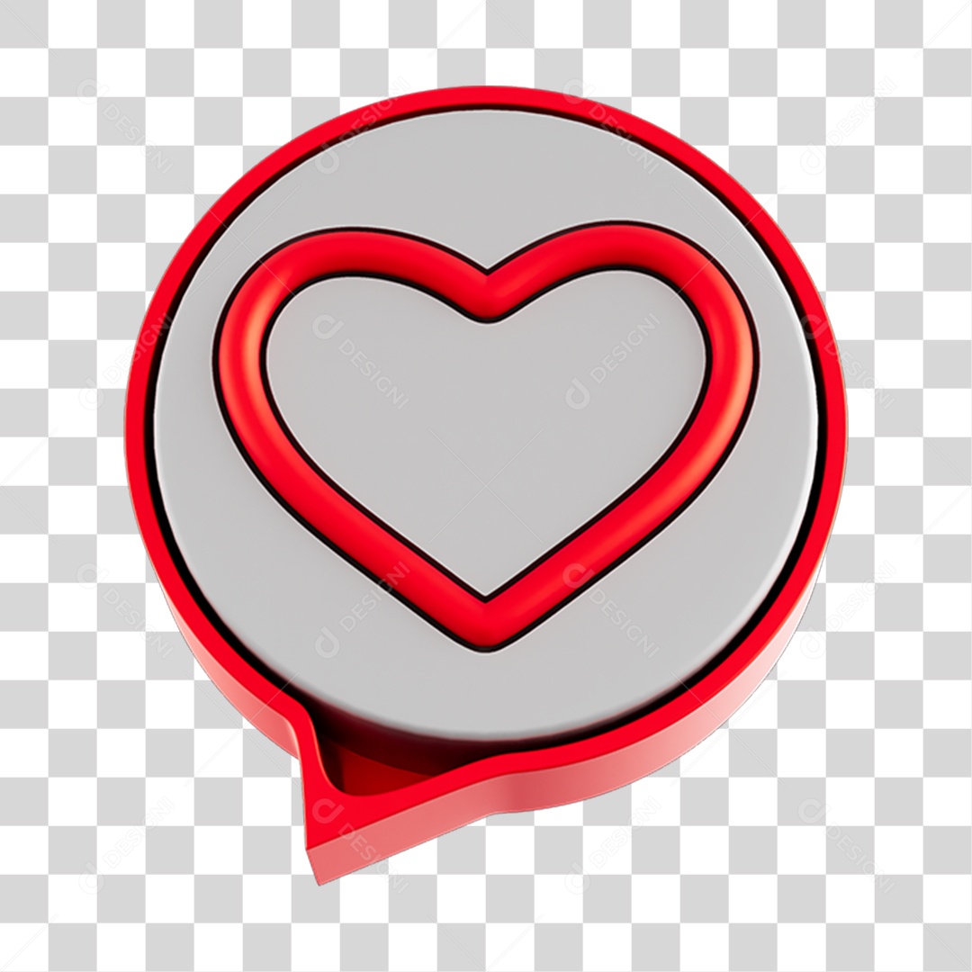 Elemento 3D Para Composição Balão de Coração PNG Transparente