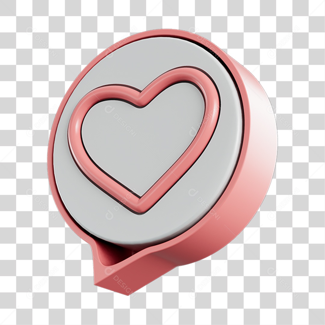 Elemento 3D Para Composição Balão de Coração PNG Transparente