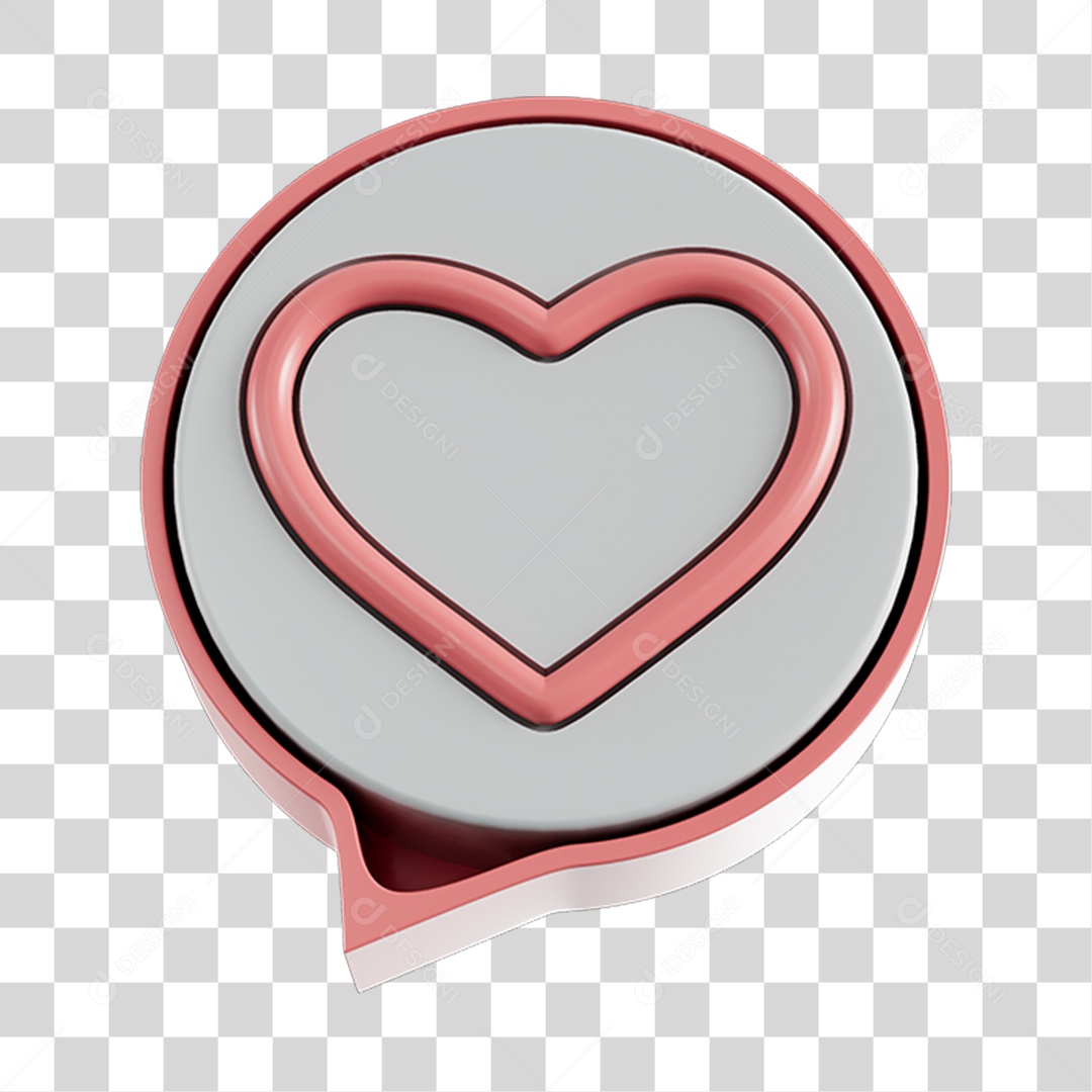 Elemento 3D Para Composição Balão de Coração PNG Transparente