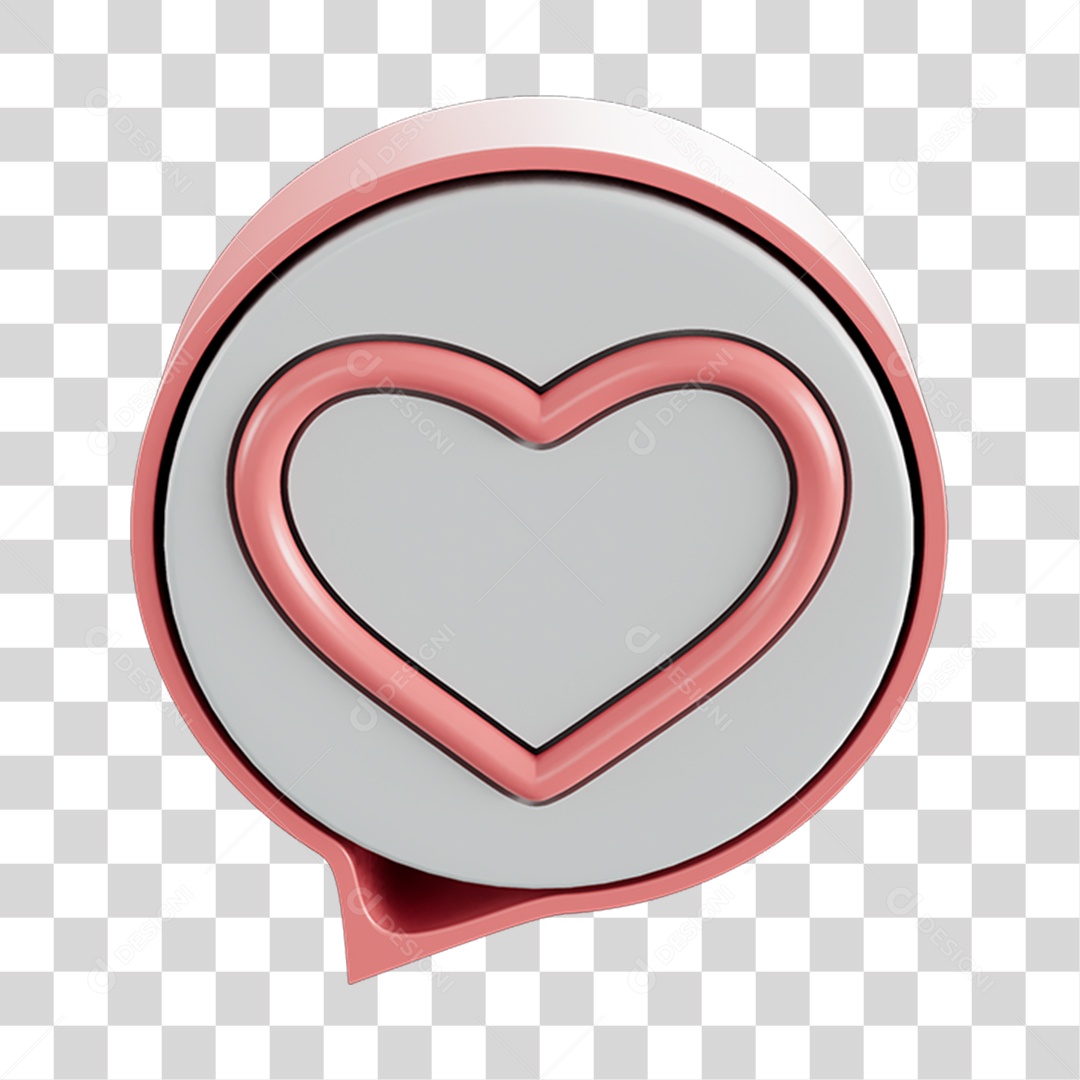 Elemento 3D Para Composição Balão de Coração PNG Transparente