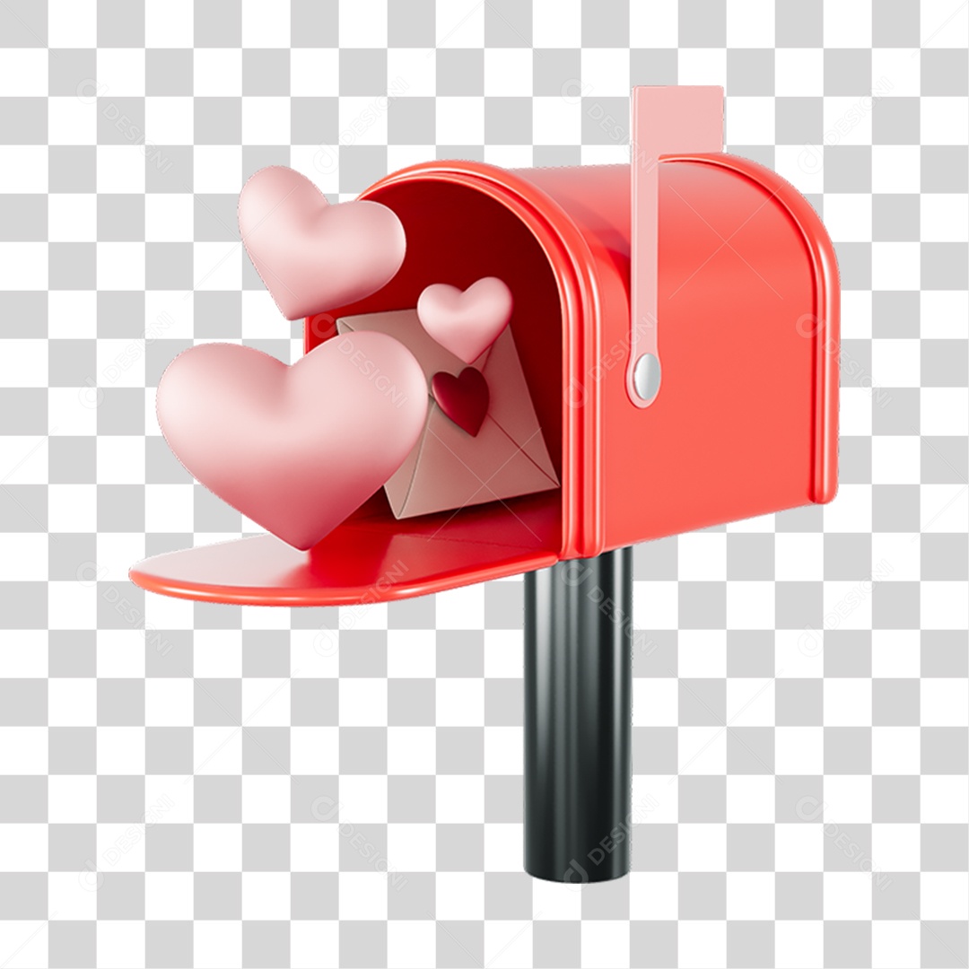 Elemento 3D Para Composição Caixa de Correios Dia Dos Namorados PNG Transparente