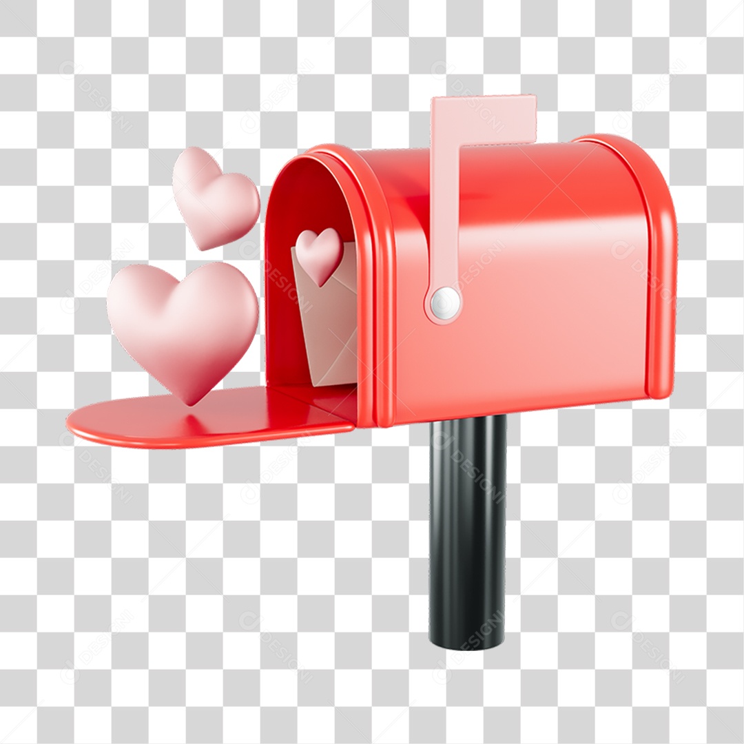 3D Element For Mailbox Composition Valentine's Day Transparent PNG