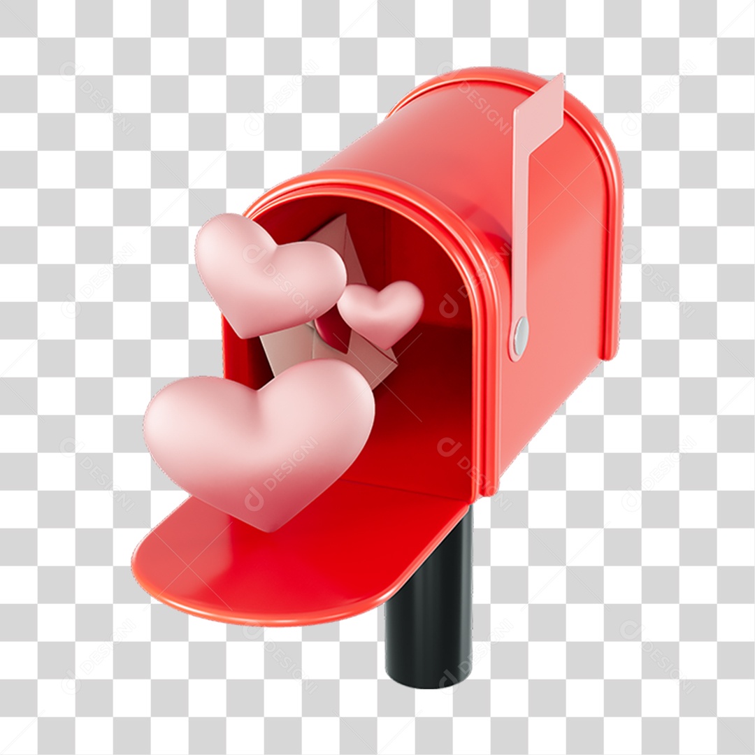 Elemento 3D Para Composição Caixa de Correios Dia Dos Namorados PNG Transparente