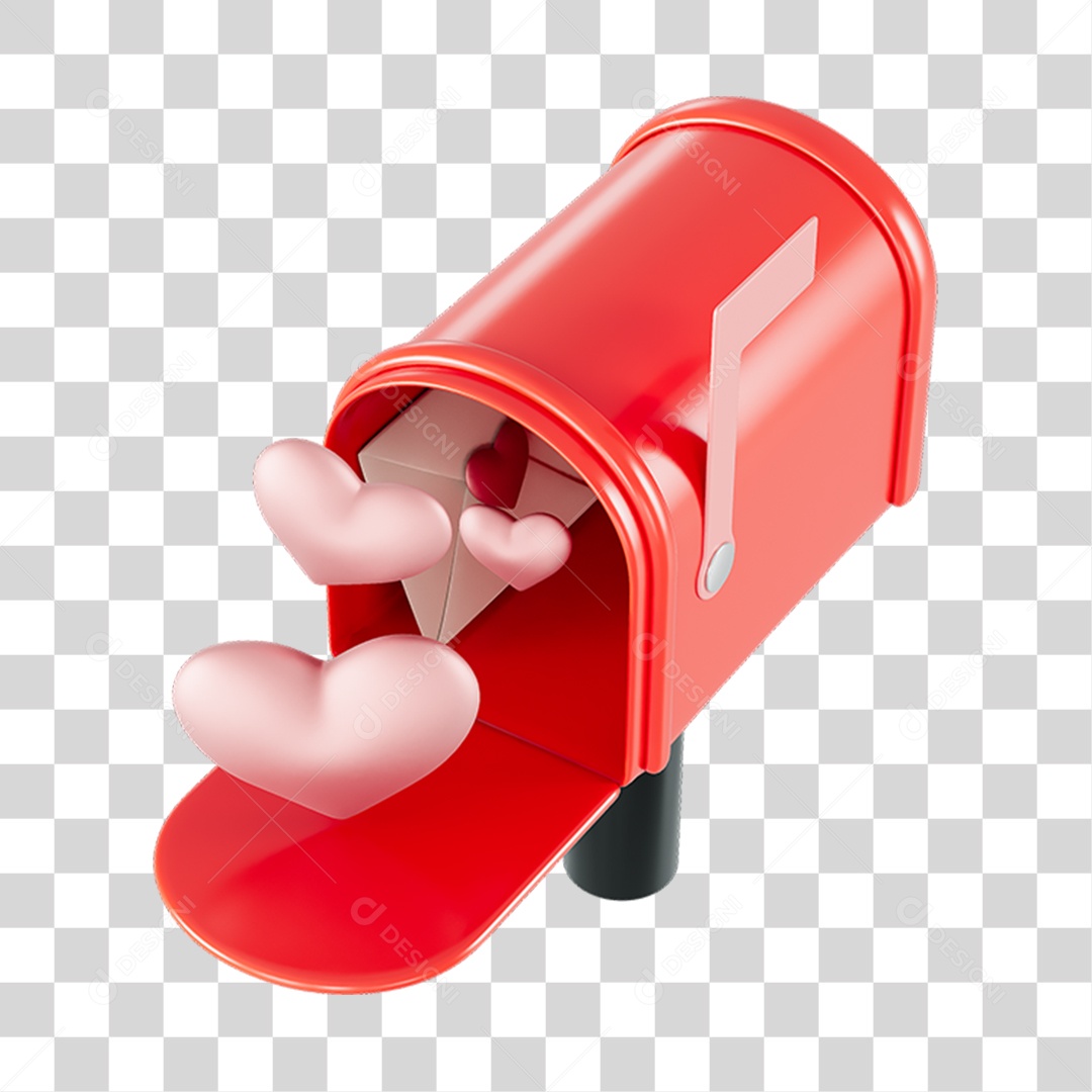 Elemento 3D Para Composição Caixa de Correios Dia Dos Namorados PNG Transparente
