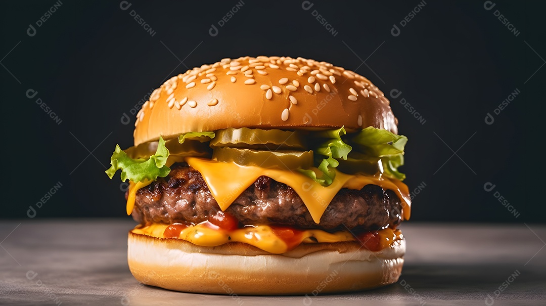 Hambúrguer delicioso sobre fundo isolado
