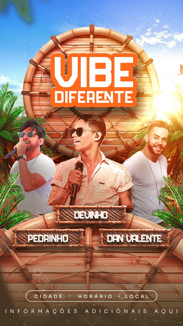 Flyer Vibe Diferente Devinho, Pedrinho e Dan Valente Story Social Media PSD Editável