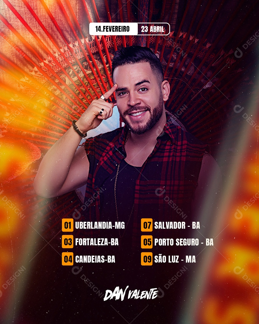 Flyer Agenda de Shows Dan Valente Social Media PSD Editável