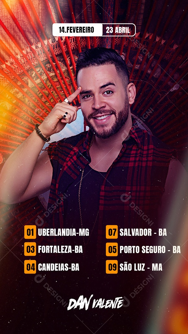 Flyer Agenda de Shows Dan Valente Story Social Media PSD Editável