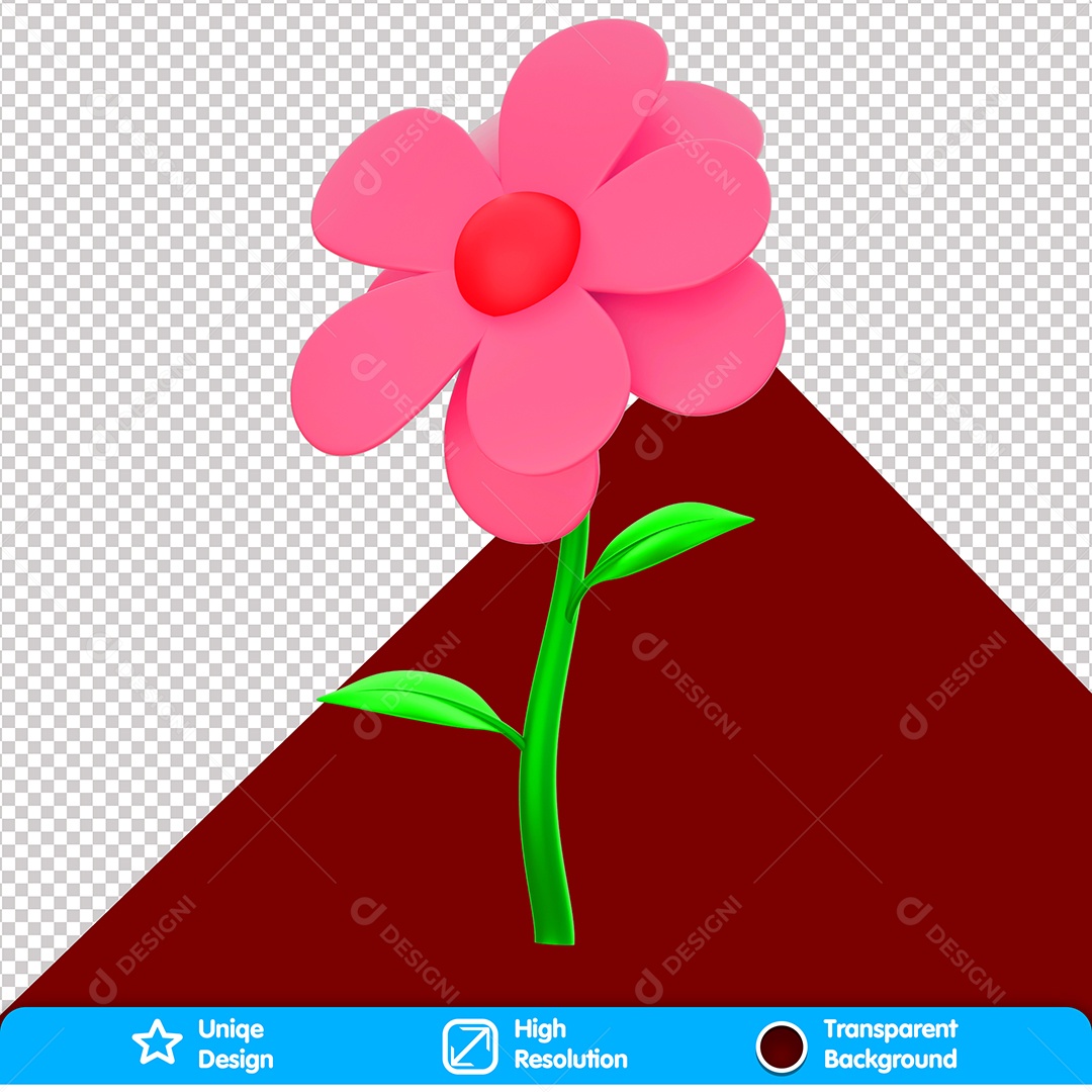 Flor Rosa Elemento 3D Para Composição PSD