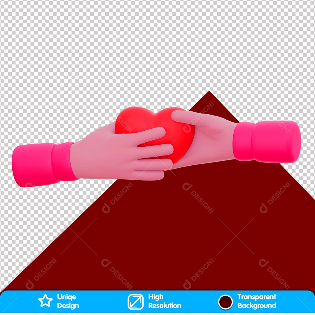 Mãos Compartilhando Coração Elemento 3D Do Dia Dos Namorados Para Composição PSD