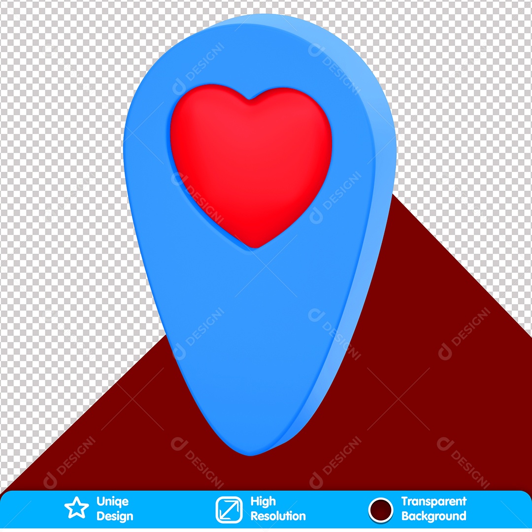 Localização Com Corações Elemento 3D Do Dia Dos Namorados Para Composição PSD