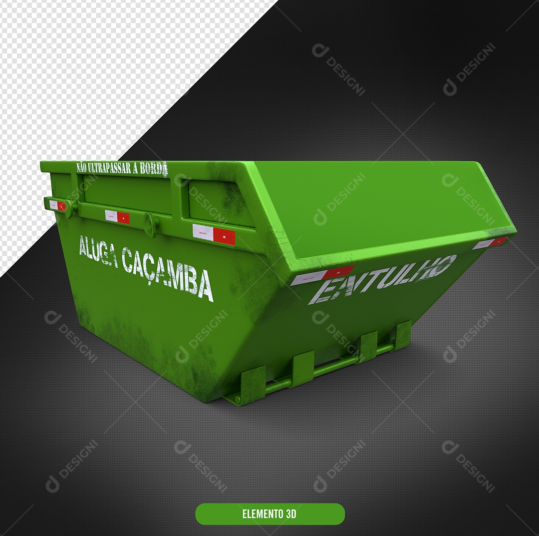 Aluga Caçamba Elemento 3D Verde Para Composição PSD