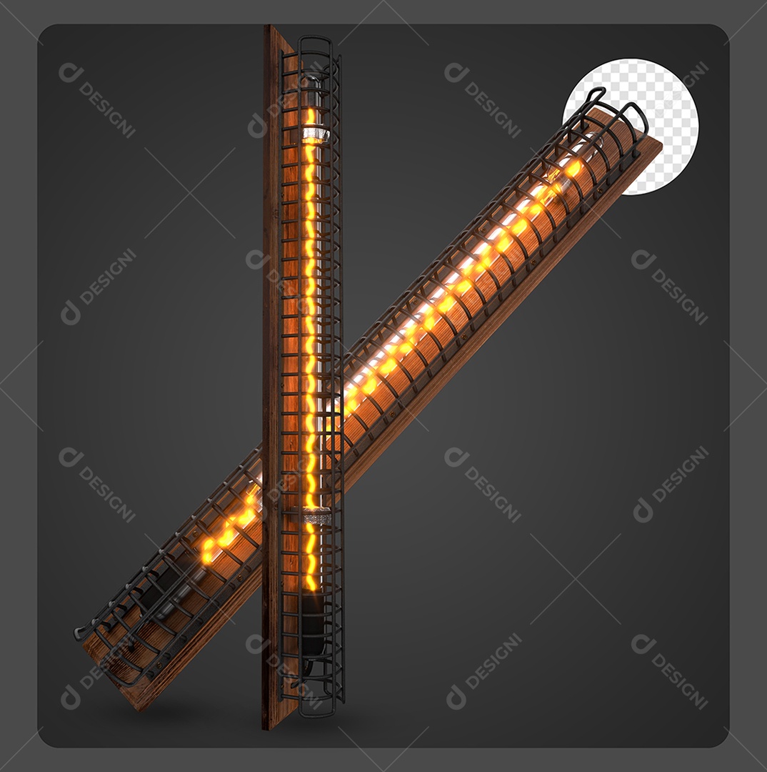 Lâmpadas Com Luz Neon Elemento 3D Para Composição PSD