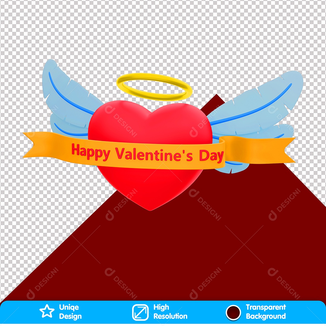 Coração Escrito Feliz Dia De São Valentin Elemento 3D Para Composição PSD