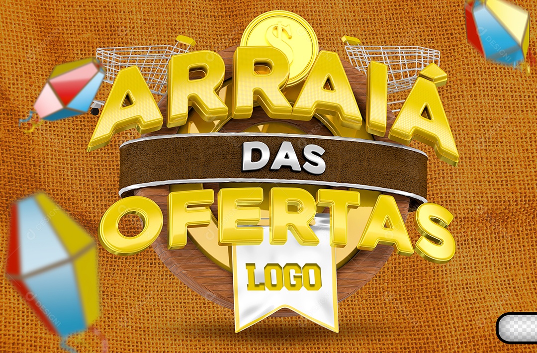 Elemento 3D Arraiá das Ofertas Para Composição PSD