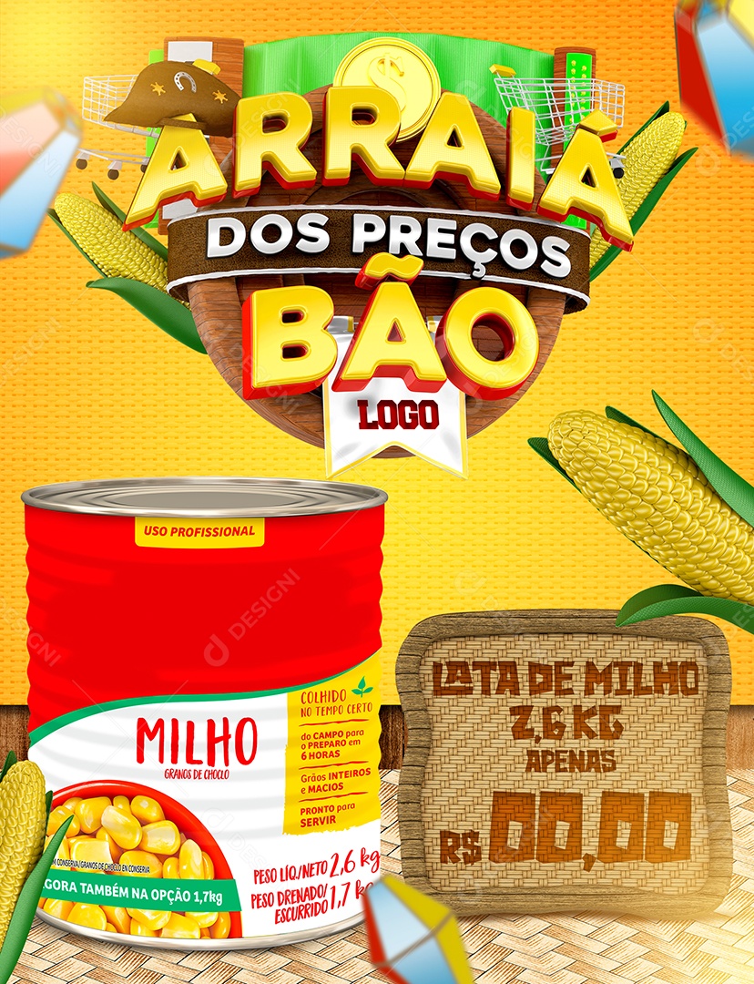 Arraiá Dos Preços Bão Promoção Social Media PSD Editável