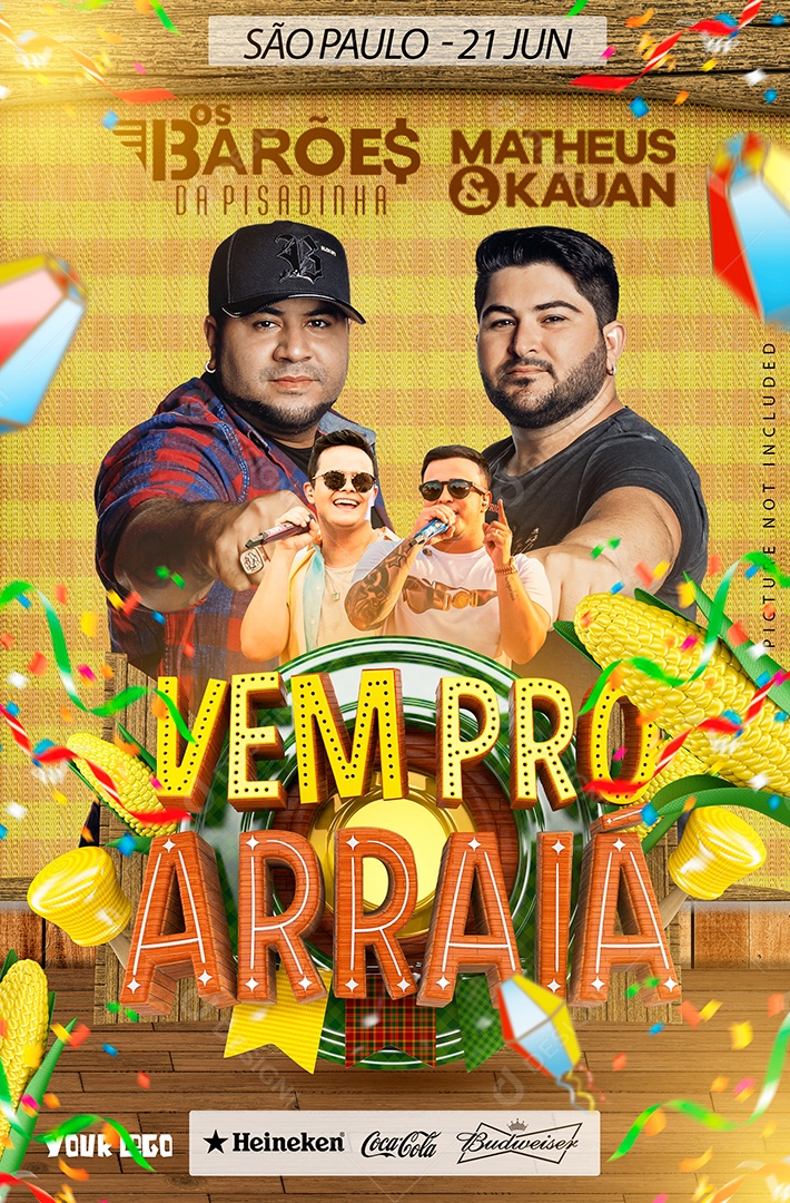 Flyer Vem Pro Arraiá São João Barões da Pisadinha Social Media PSD Editável